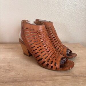 Paul Green Rosa Leather Peep Toe Ankle Booties Womens 8